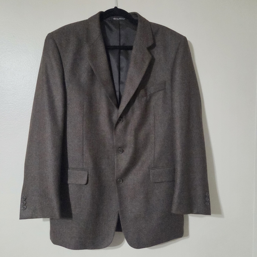 Calvin America Mens Sport Coat Suit Jacket Brown Wool Size 42 Regular